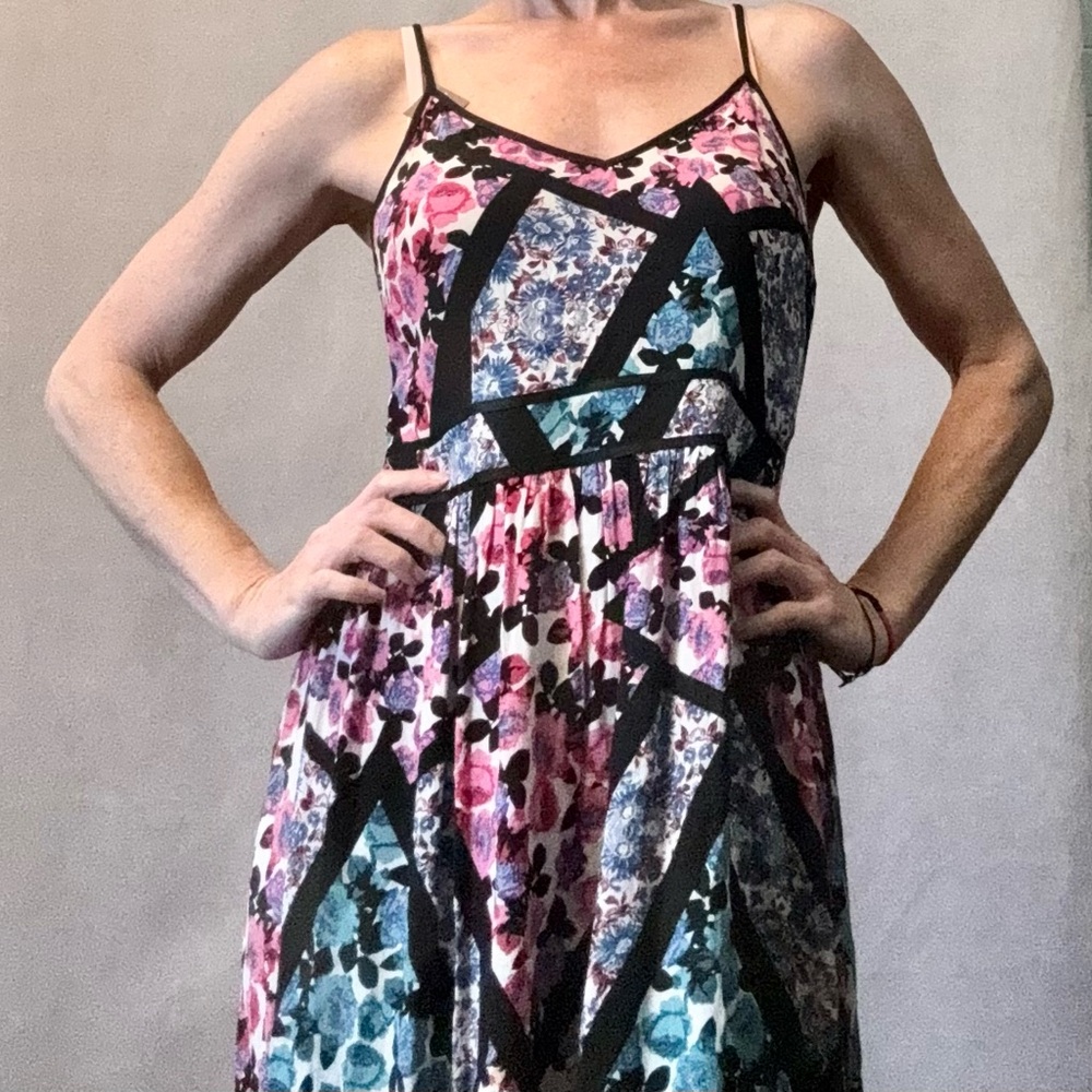 Top Shop Maxi Long Floral pink & black sundress